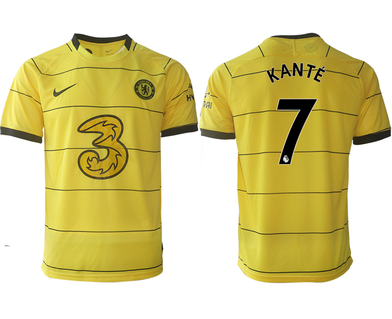 Men 2021-2022 Club Chelsea away aaa version yellow #7 Soccer Jersey
